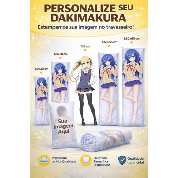 Personalize seu Dakimakura com imagem a sua escolha Frente e Verso Personalize seu Dakimakura com imagem a sua escolha Frente e Verso