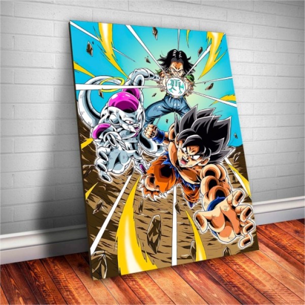 Placa Decorativa Dragon Ball Super Goku, freeza e N17 Mod.01