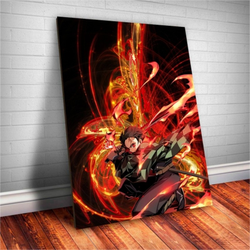 Quadro Metalizado Tanjiro Kamado Demon Slayer Fan art Placa Decorativa