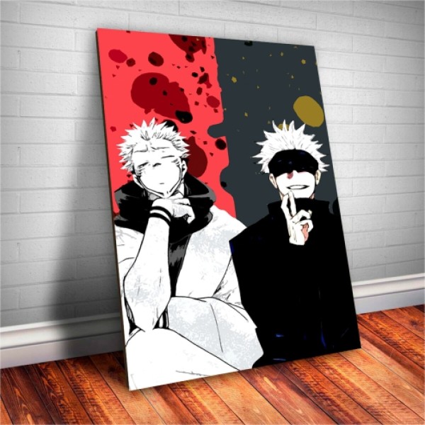  Placa Decorativa Jujutsu kaisen Gojo e Sukuna mod.1