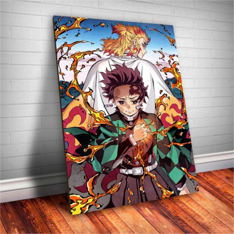 Quadro Metalizado Tanjiro Kamado Demon Slayer Fan art Placa Decorativa