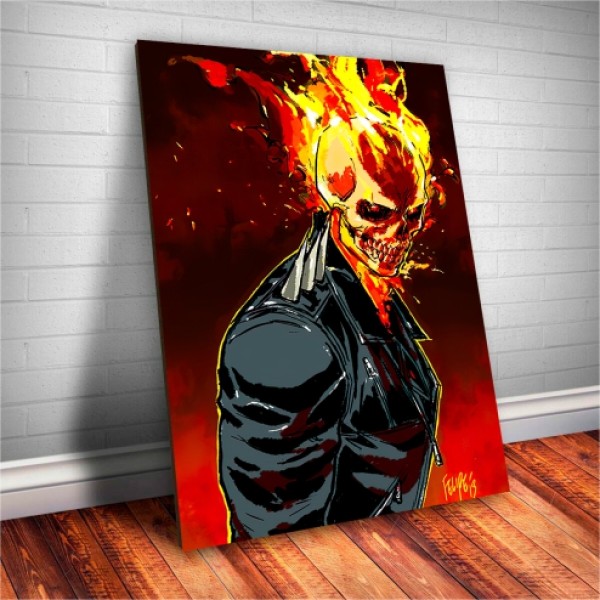 Placa Decorativa Marvel Heróis Motoqueiro Fantasma Mod.01