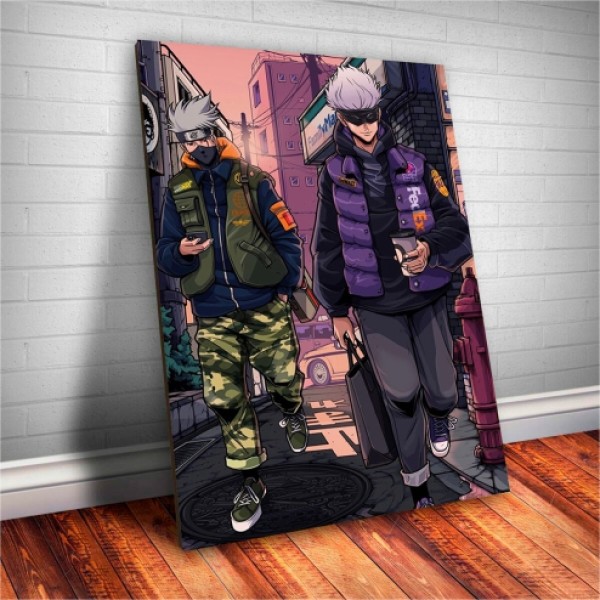 Placa Decorativa  Kakashi e Gojo  Mod.01