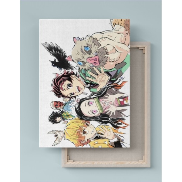 Quadro Decorativo Canvas Demon Slayer Tanjiro ,Nezuko, Inosuke e Zenitsu 01