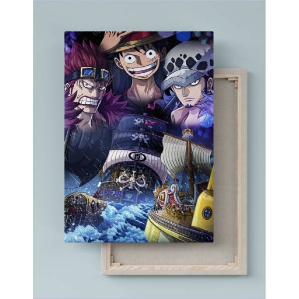 Quadro Decorativo Canvas One Piece Luffy,Kid e Law  01