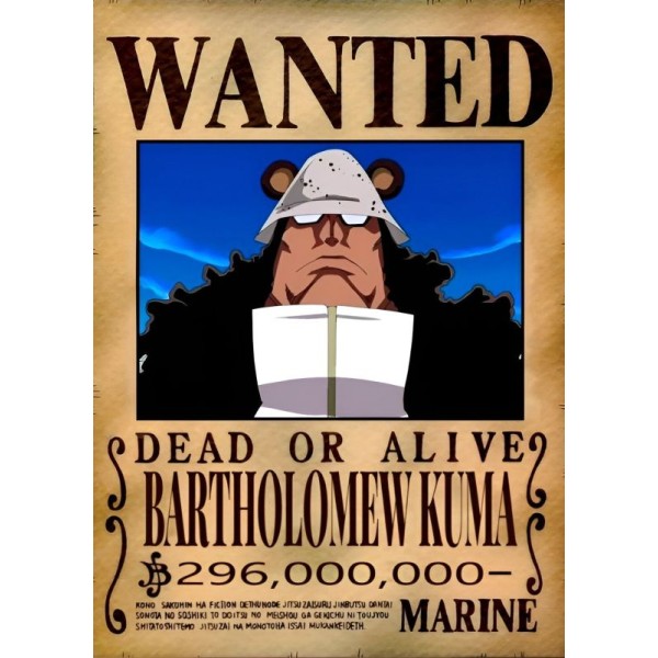 Placa Decorativa OnePiece Wanted Bartolomew kuma