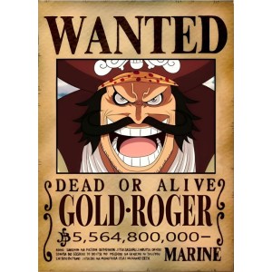 Placa Decorativa WANTED Gold.Roger  One Piece Mod.07