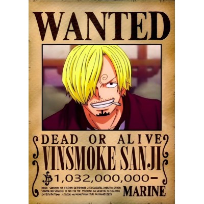 Placa Decorativa WANTED Sanji One Piece 