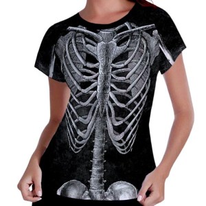 Camiseta Feminina - Raglan - Esqueleto - Mod.01