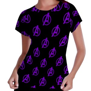 Camiseta Feminina - Raglan - Vingadores-Logo- Mod.02