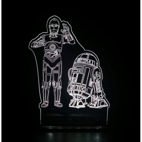 Luminária em Acrílico C3PO & R2D2