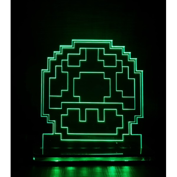 Luminária em Acrílico Mario Cogumelo Verde