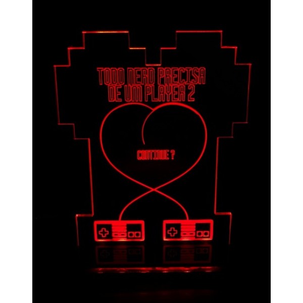 Luminária em Acrílico Todo Nerd Precisa de um Player 2